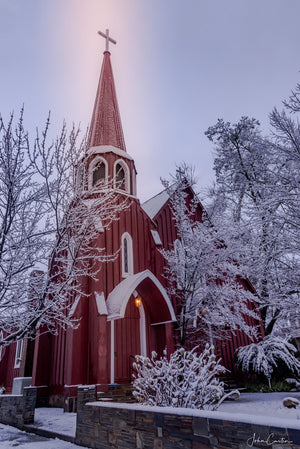 Red Church Snow Dark
